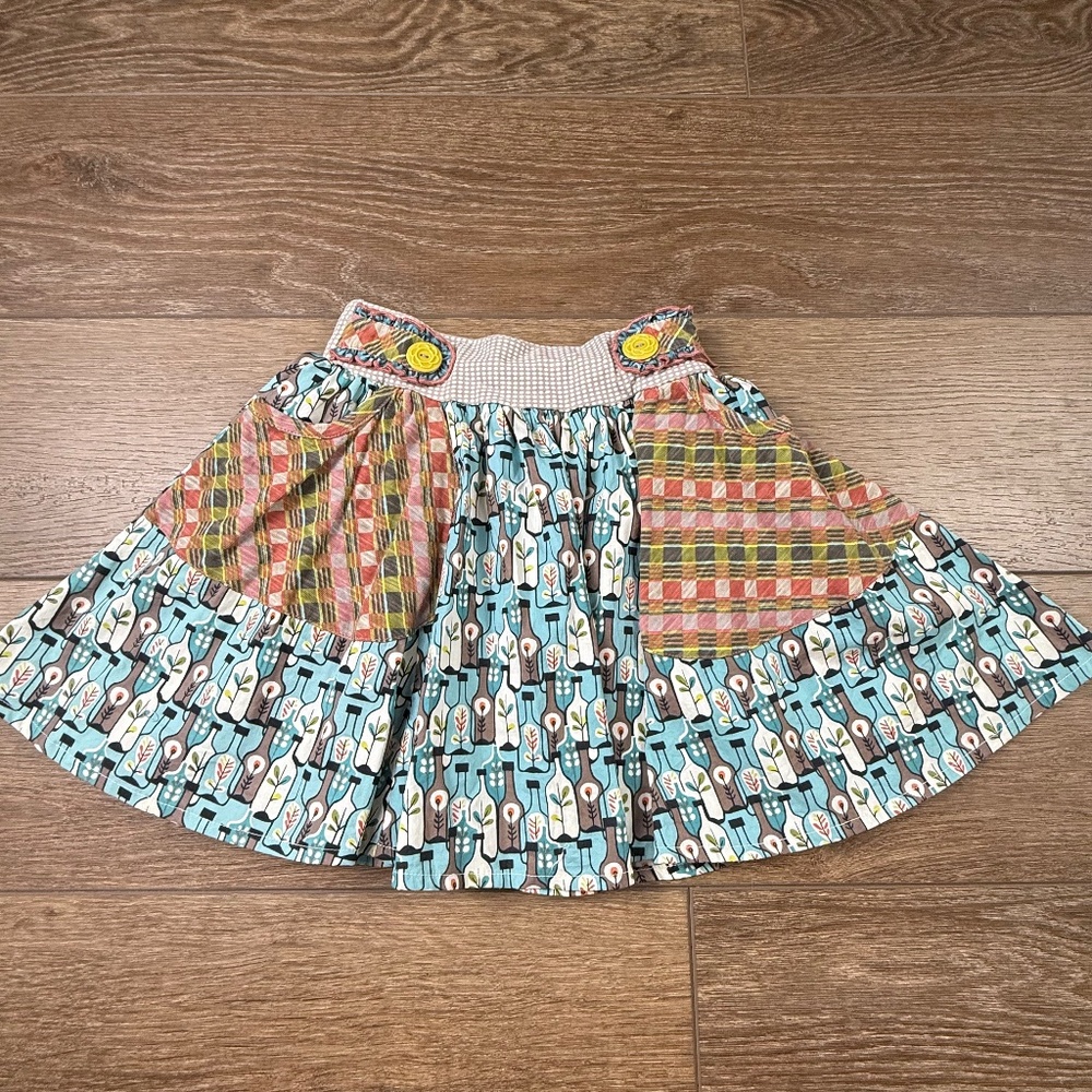 Matilda Jane Girls Boho Mixed Material Twirl Skirt Size 6 Back to School, Fall